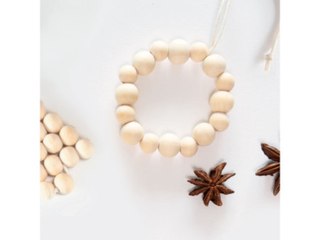 folia Kit Etoiles en perles en bois NATURE, 161 pièces