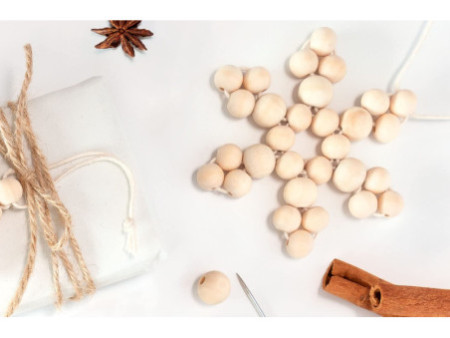 folia Kit Etoiles en perles en bois NATURE, 161 pièces