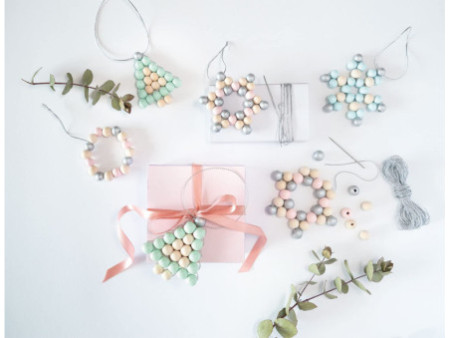 folia Kit Etoiles en perles en bois PASTEL, 161 pièces