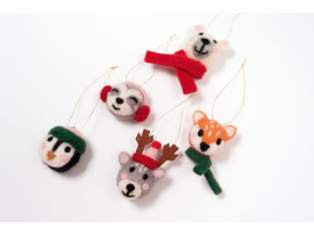 folia Boules en feutre ANIMAUX EN HIVER, 5 pièces