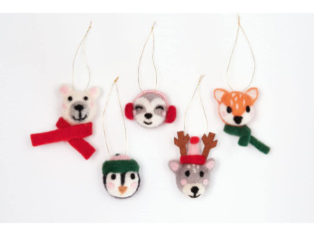 folia Boules en feutre ANIMAUX EN HIVER, 5 pièces