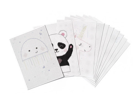 folia Carton à broder 'Animals', 175 x 245 mm, imprimé blanc