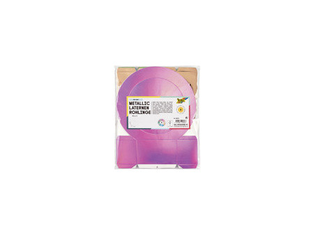 folia Pièces en carton métallisé pour lanterne, fuchsia
