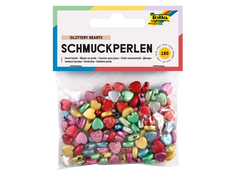 folia Bijoux en perle 'Glittery Hearts', lisse/en relief