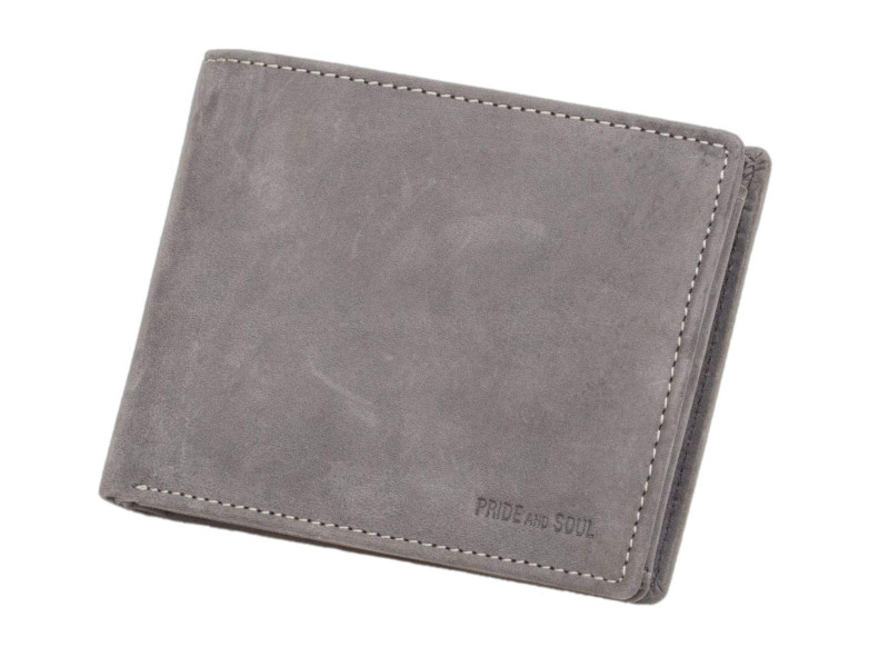 PRIDE&SOUL Portefeuille RFID, format paysage, cuir, gris