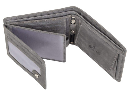 PRIDE&SOUL Portefeuille RFID, format paysage, cuir, gris