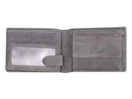 PRIDE&SOUL Mini portefeuille RFID, format paysage, cuir,gris