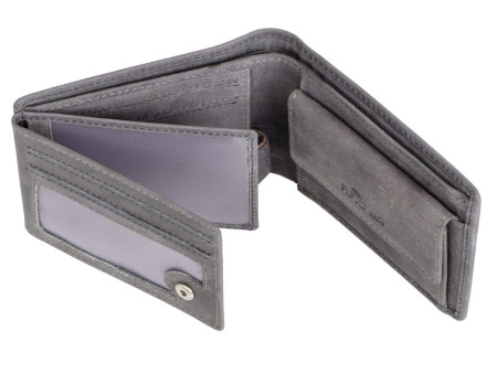 PRIDE&SOUL Mini portefeuille RFID, format paysage, cuir,gris