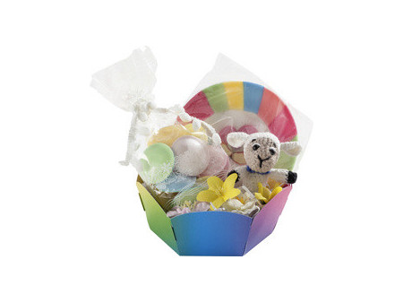 folia Panier déco en carton arc-en-ciel, diamètre: 150 mm