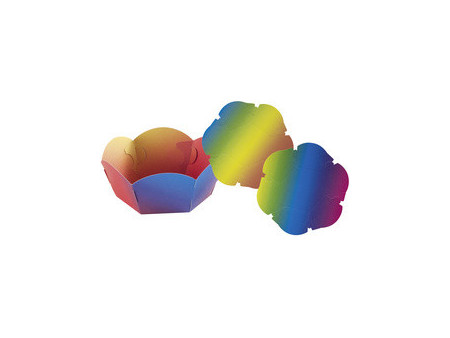 folia Panier déco en carton arc-en-ciel, diamètre: 150 mm