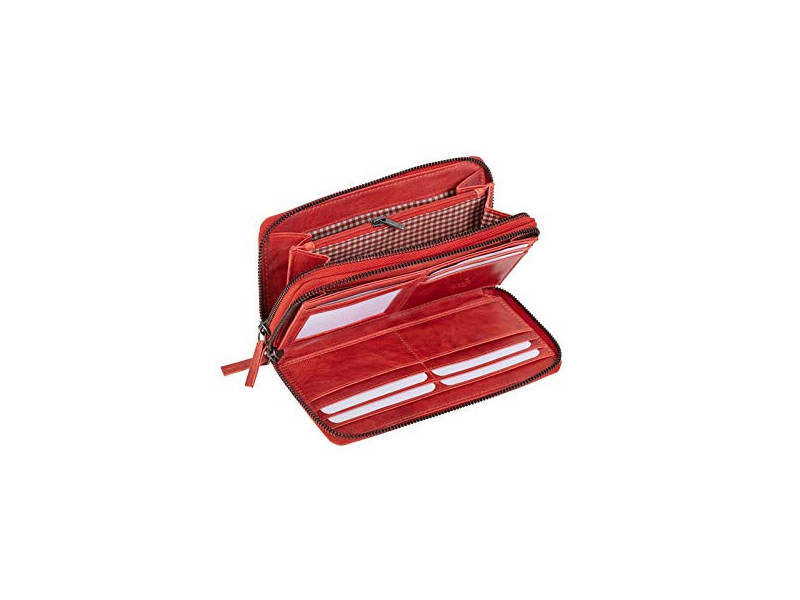 MIKA Portefeuille pour dames, en cuir, couleur : rouge