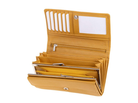 MIKA Portefeuille pour dames, en cuir, couleur : jaune