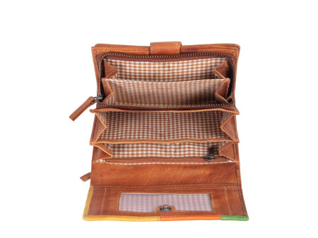 MIKA Portefeuille pour dames, en cuir, multicolore