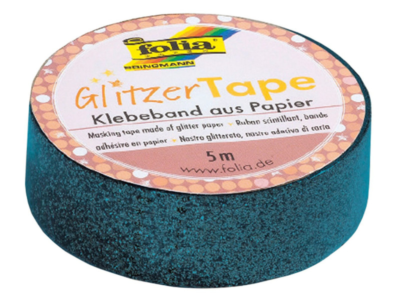 folia Ruban adhésif décoratif Glitzer-Tape, turquoise