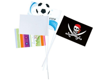 folia Drapeau en papier, A5, longueur tige: 400 mm, blanc