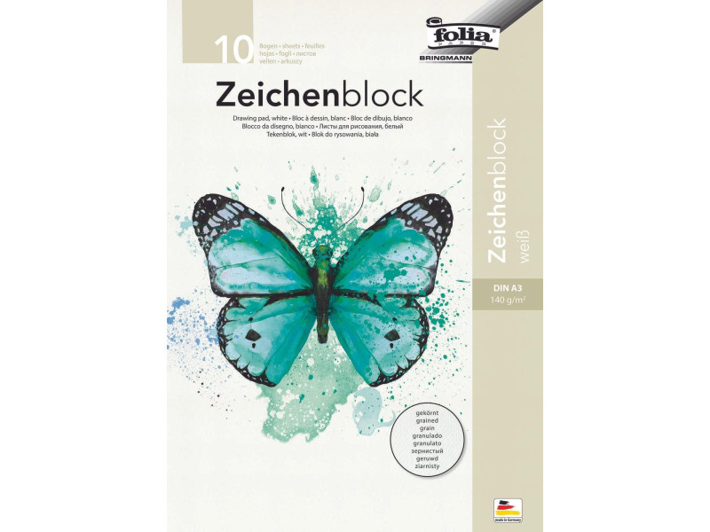folia Bloc de dessin, 140 g/m2, A3, grainé, 10 feuilles