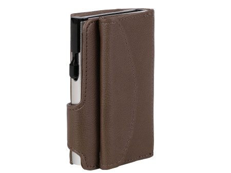 CLICKSAFE Porte-monnaie avec porte-cartes, simili cuir, brun