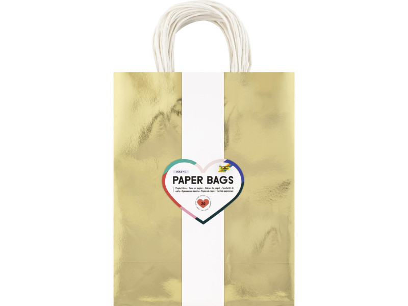folia Sac en papier DORÉ SCINTILLANT, taille: L
