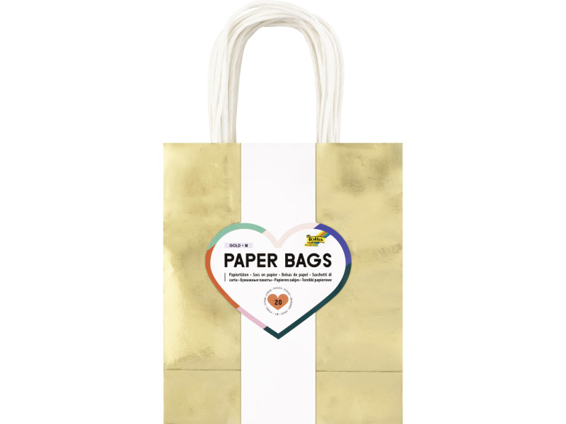 folia Sac en papier DORÉ SCINTILLANT, taille: M