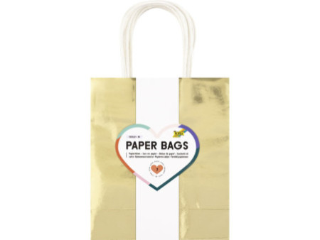 folia Sac en papier DORÉ SCINTILLANT, taille: M