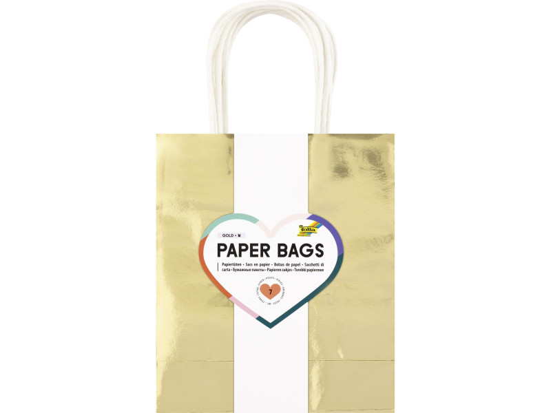 folia Sac en papier DORÉ SCINTILLANT, taille: M