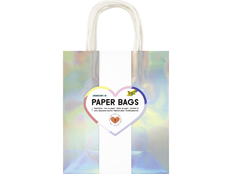 folia Sac en papier IRISÉ SCINTILLANT, taille: M
