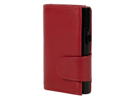 CLICKSAFE Porte-monnaie avec porte-cartes, cuir Nappa, rouge