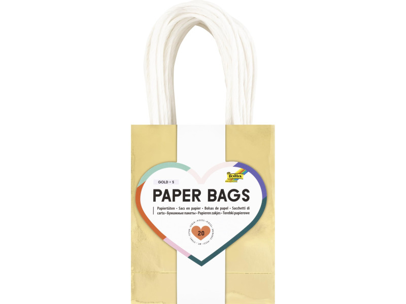 folia Sac en papier DORÉ SCINTILLANT, taille: S