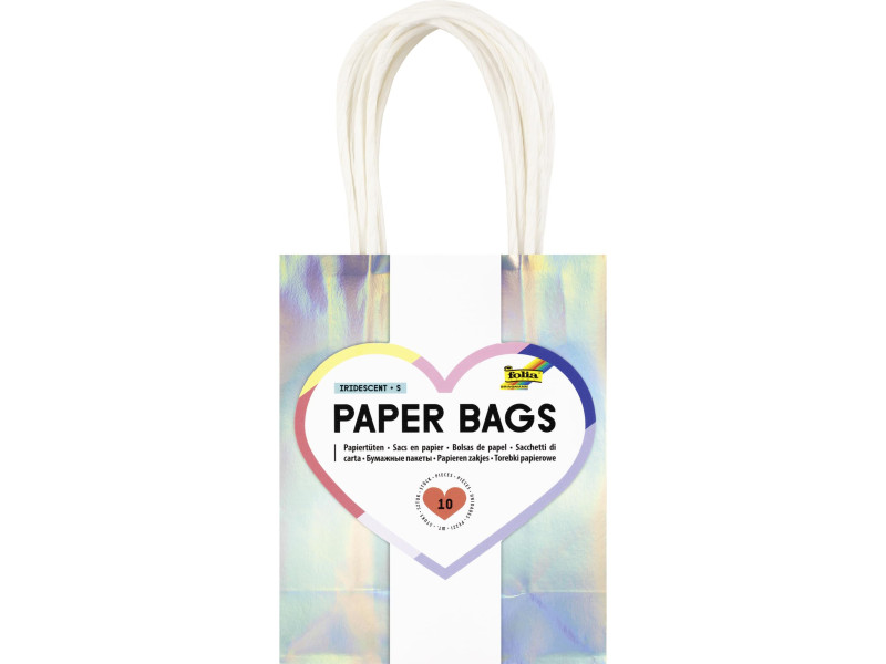 folia Sac en papier IRISÉ SCINTILLANT, taille: S