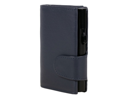 CLICKSAFE Porte-monnaie avec porte-cartes, cuir Nappa, bleu/