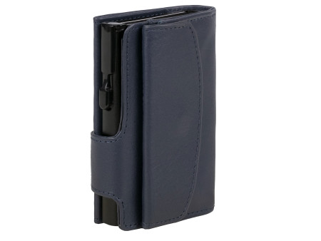 CLICKSAFE Porte-monnaie avec porte-cartes, cuir Nappa, bleu/