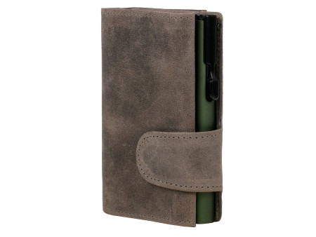 CLICKSAFE Porte-monnaie avec porte-cartes, cuir Hunter, gris