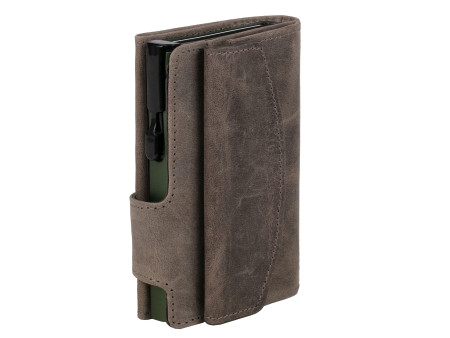 CLICKSAFE Porte-monnaie avec porte-cartes, cuir Hunter, gris