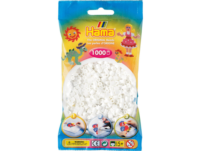 Hama Perles à repasser midi, dans un sachet, blanc
