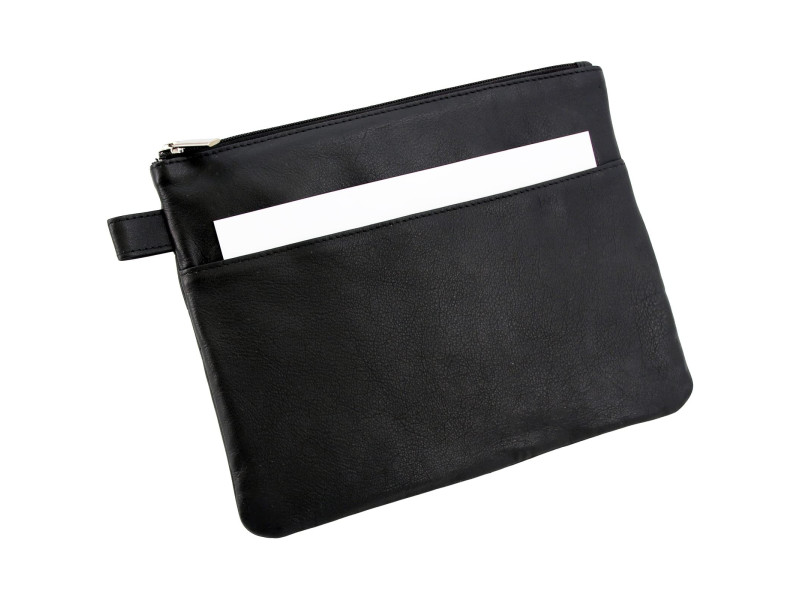 Alassio Sac de banque avec poche avant, cuir, noir