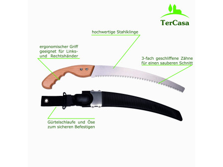 TerCasa Scie de jardin manche en bois, longueur lame: 330 mm