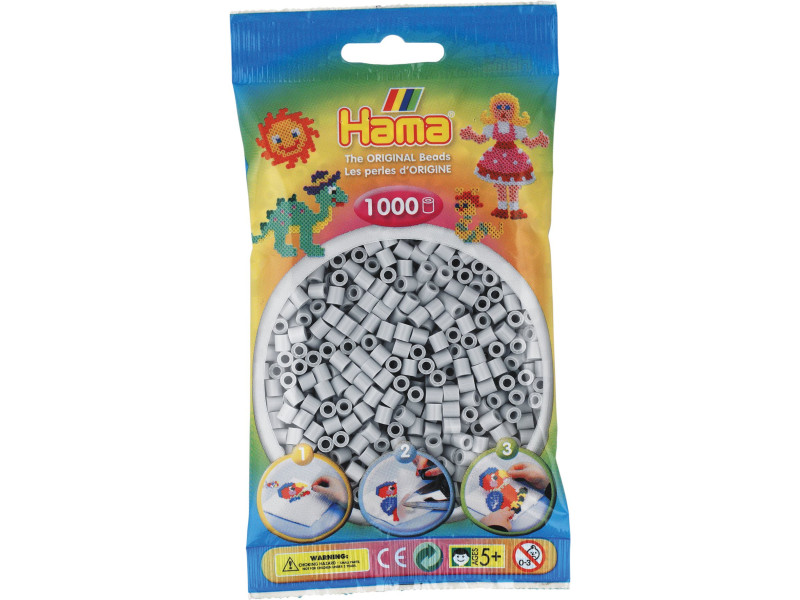 Hama Perles à repasser midi, dans un sachet, gris clair