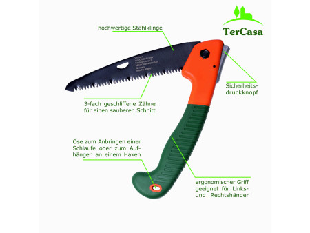 TerCasa Scie pliante avec manche Softgrip, lame: 160 mm