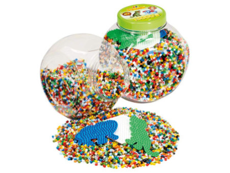 HAMA Perles à repasser midi + plaques à picots,pot plastique