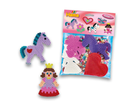 HAMA Perles à repasser midi + plaques à picots 'Fille'
