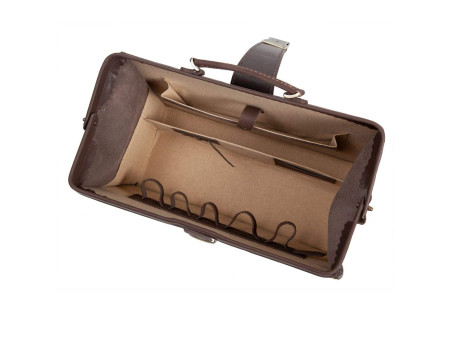 MIKA Sac de médecin HESTON, en cuir, marron foncé mat