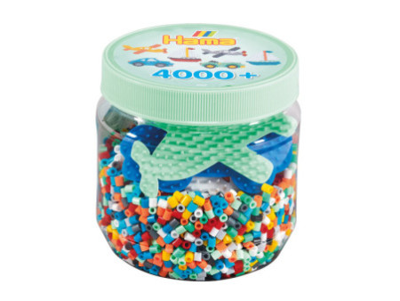Hama Perles à repasser midi + plaque à picots, pot plastique