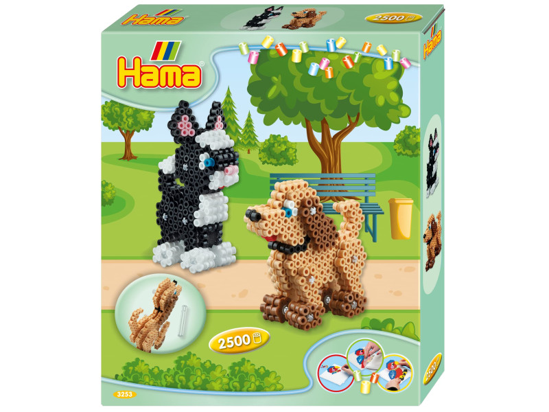 Hama Perles à repasser midi 3D 'Chien & chat', boîte cadeau