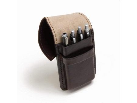 MIKA Etui à stylos pour 4 stylos, cuir, marron
