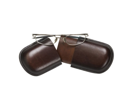 MIKA Etui à lunettes, grand, cuir, marron
