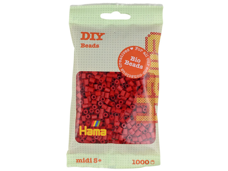 Hama Perles à repasser Bio midi, sachet, rouge moyen