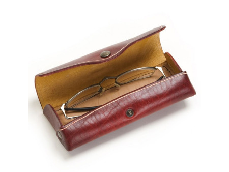 MIKA Etui à lunettes, grand, cuir, bouton-pression, rouge