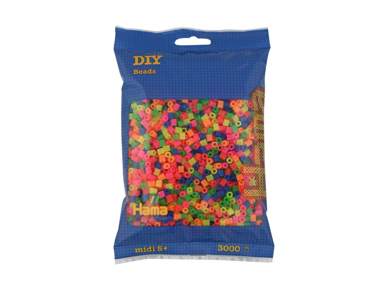 HAMA Perles à repasser midi 'Mix Fluo', sachet de 3.000