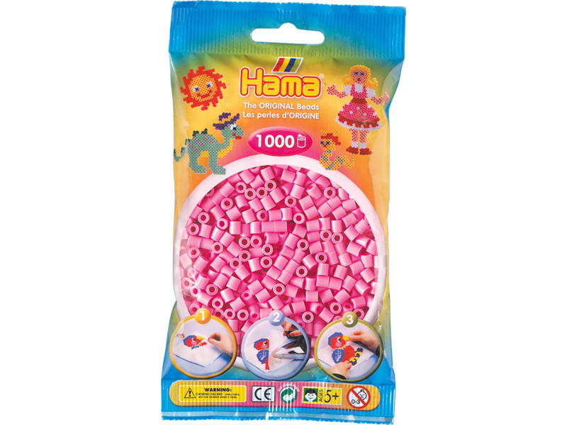 HAMA Perles à repasser midi, en sachet, rose pastel