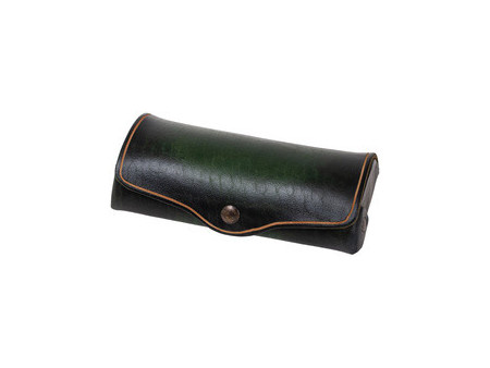MIKA Etui à lunettes, petit, cuir, bouton-pression, bleu